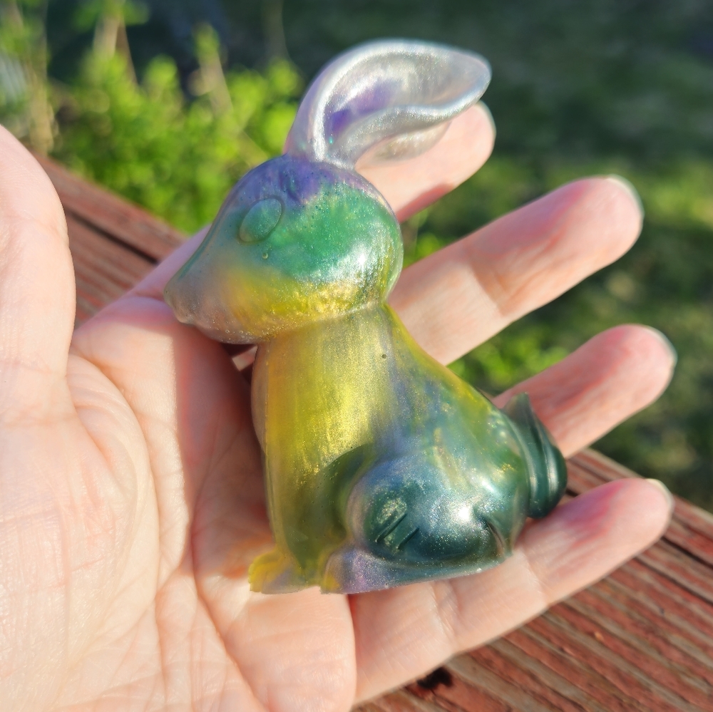 Easter Bunny Rabbit Easter Basket Gift Cute Handmade Resin